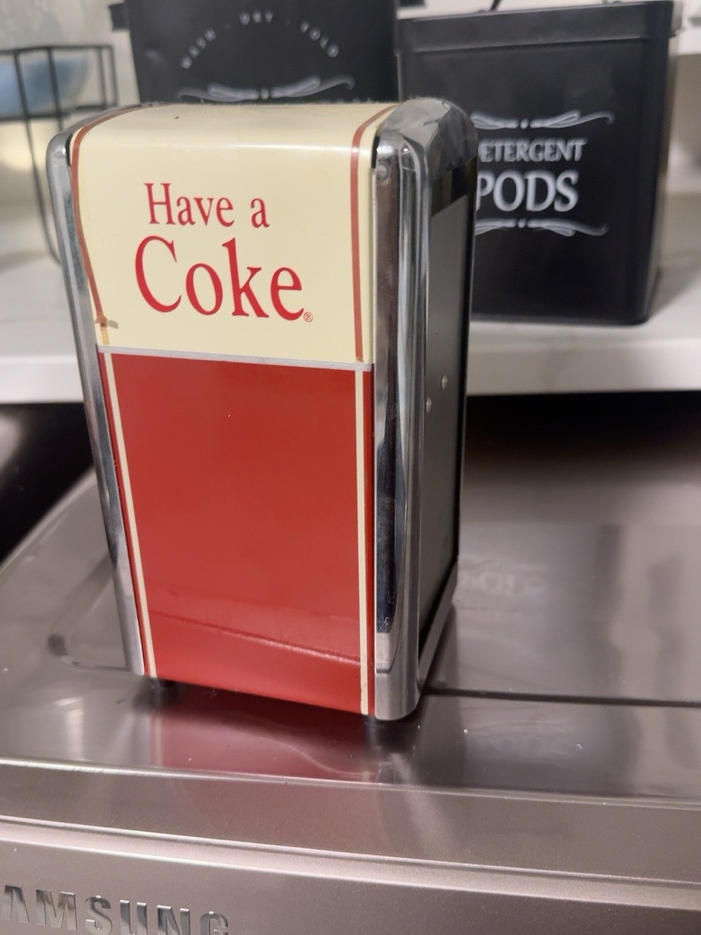 Have a Coke Red and Cream Metal Napkin Dispenser